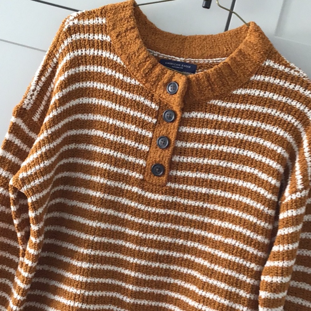 American Eagle mustard striped sweater